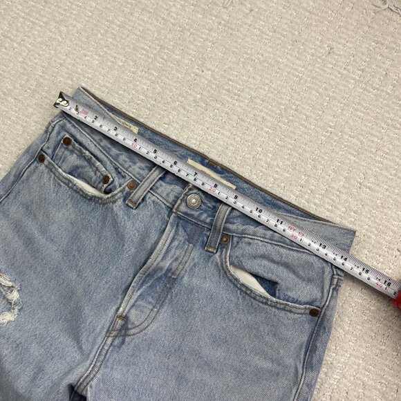 Levi's Premium Women's Jeans Blue Size 27 Wedgie Straight Button Fly Distressed - Picture 8 of 13